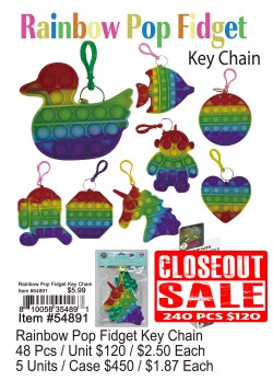 Rainbow Pop Fidget Keychain